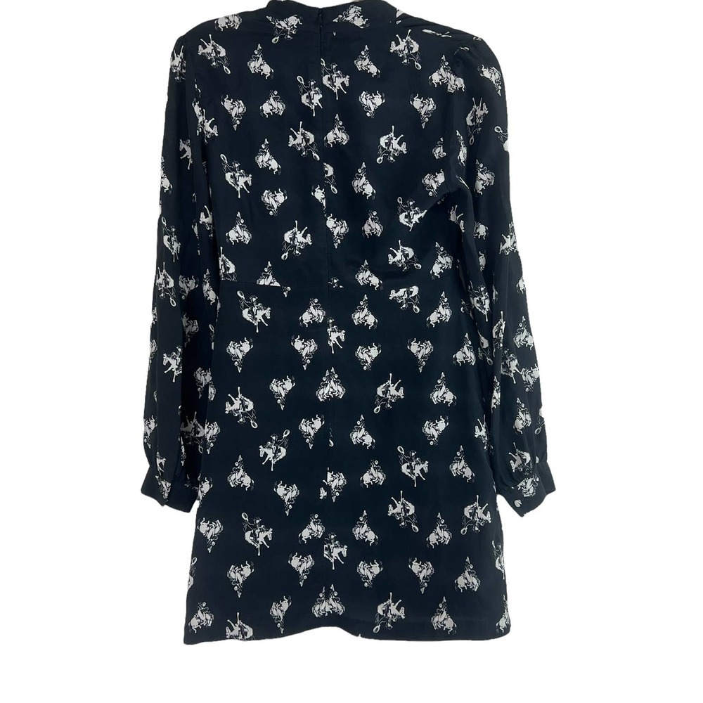 Re/Done 60'S Bow Silk Rodeo‎ Horse Print Mini Dress Black Size Small - Picture 7 of 7